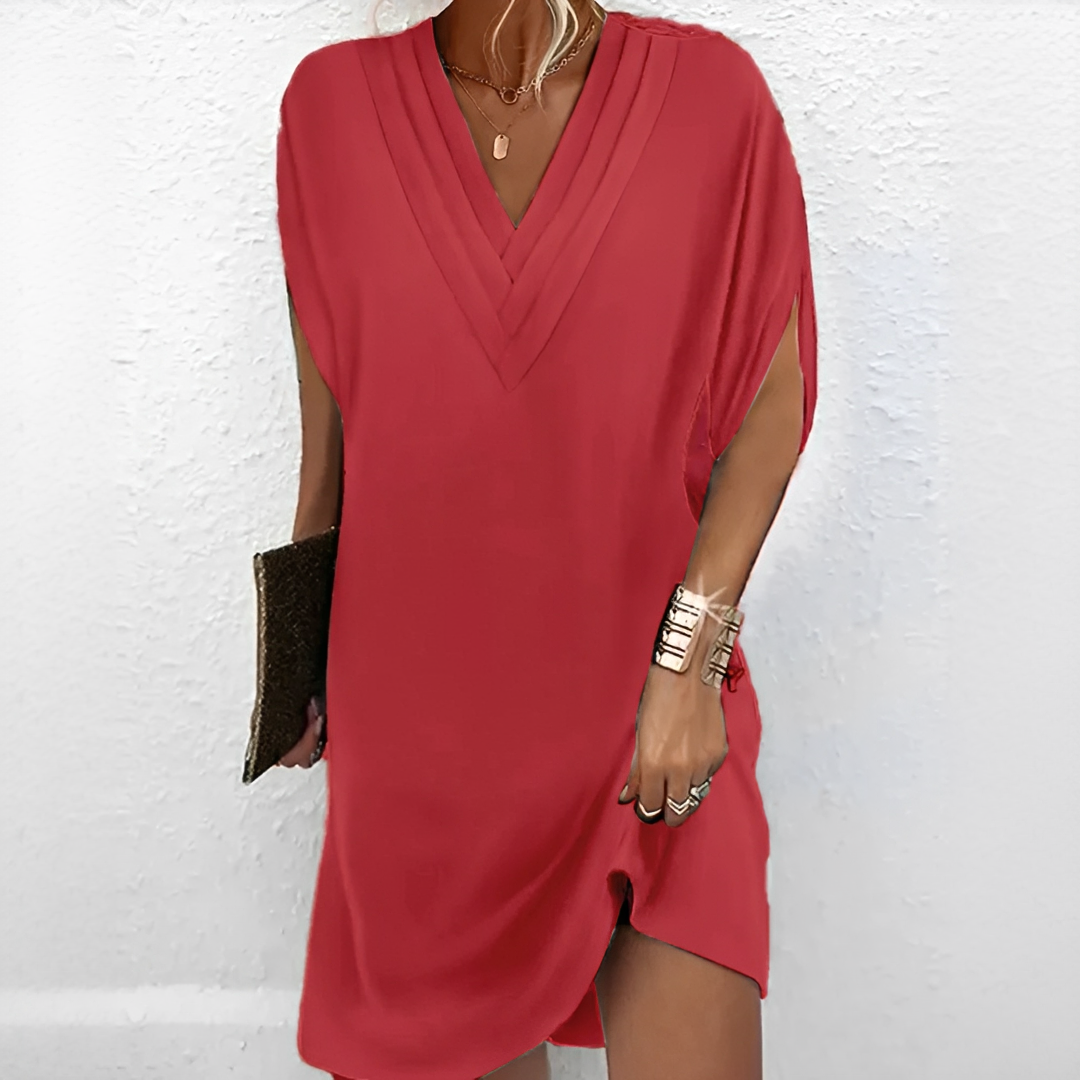 Jazlynn - Vestido con Mangas Murciélago y Pliegues