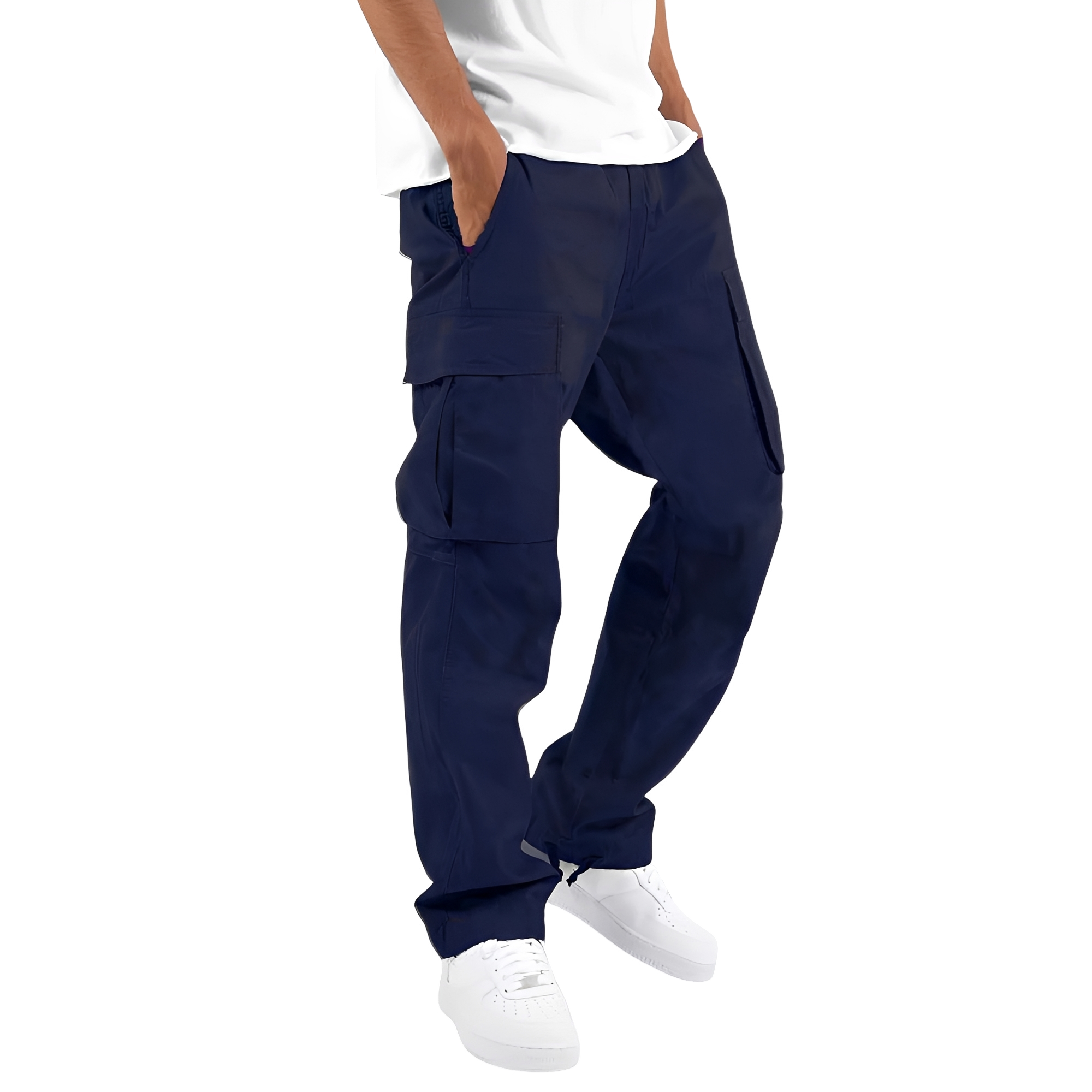 Cooper - Pantalones cargo anchos para hombre con cordón