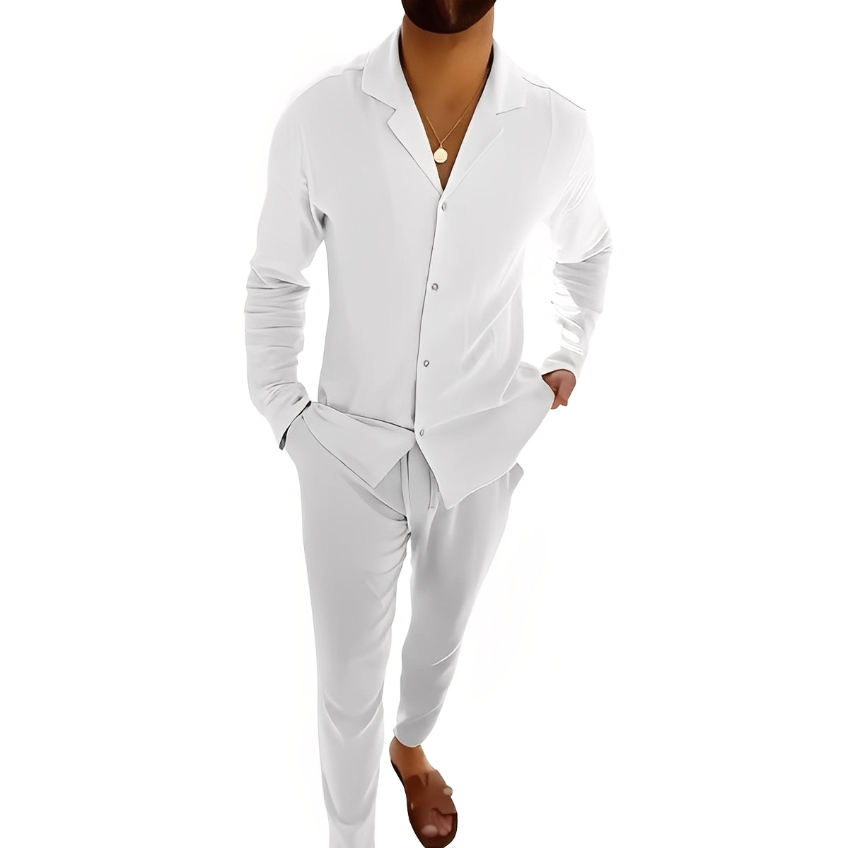 Hadrien - Conjunto de camisa de manga larga y pantalón para hombres