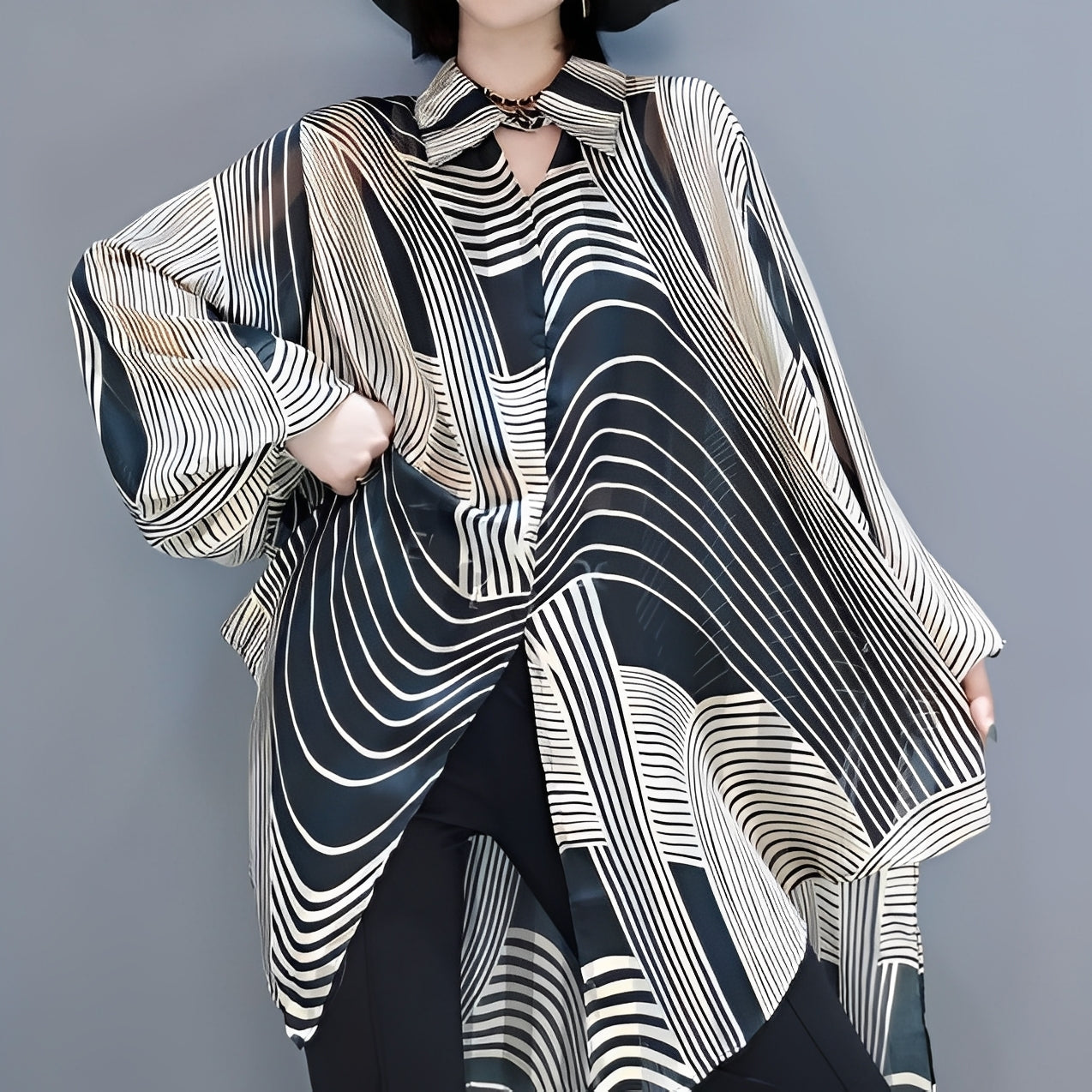 Jean - Blusa de chiffon elegante para damas
