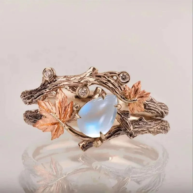 Ysia – Anillo de piedra lunar en estilo natural