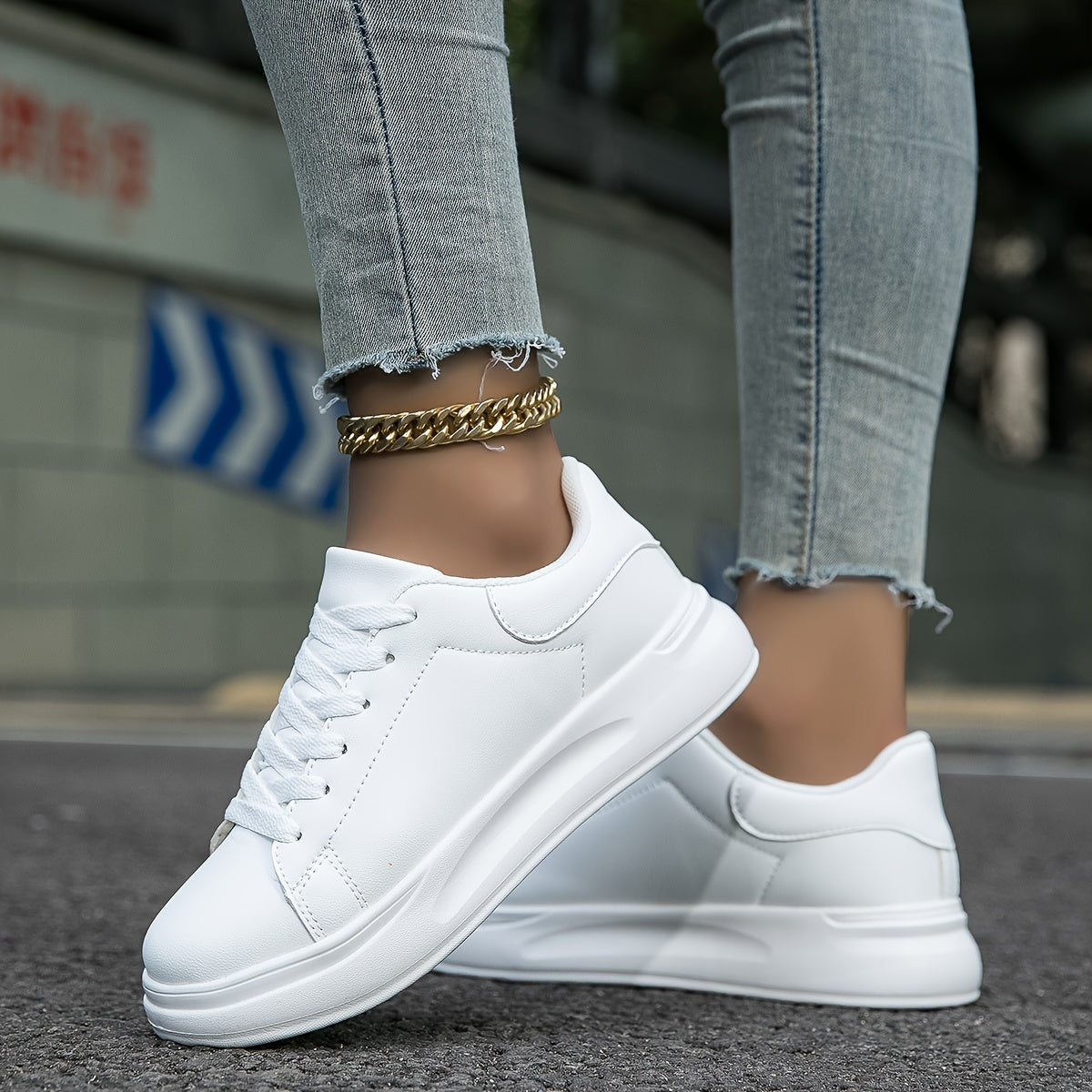 Layla - Zapatillas blancas para mujer para estilo diario