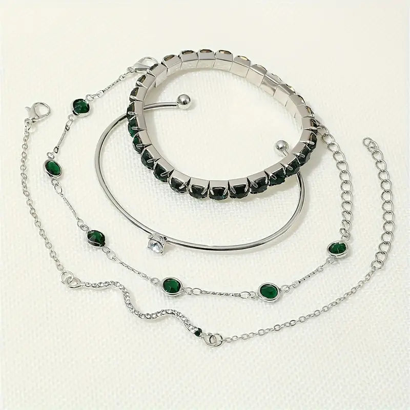 Camille – Conjunto de pulseras elegantes con piedras verdes