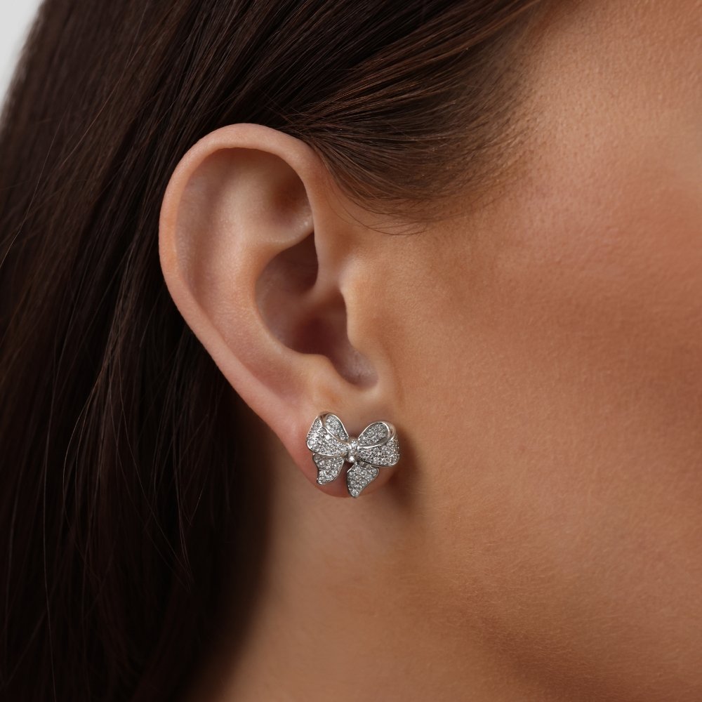 Minerva - pendientes de lazo de plata esterlina