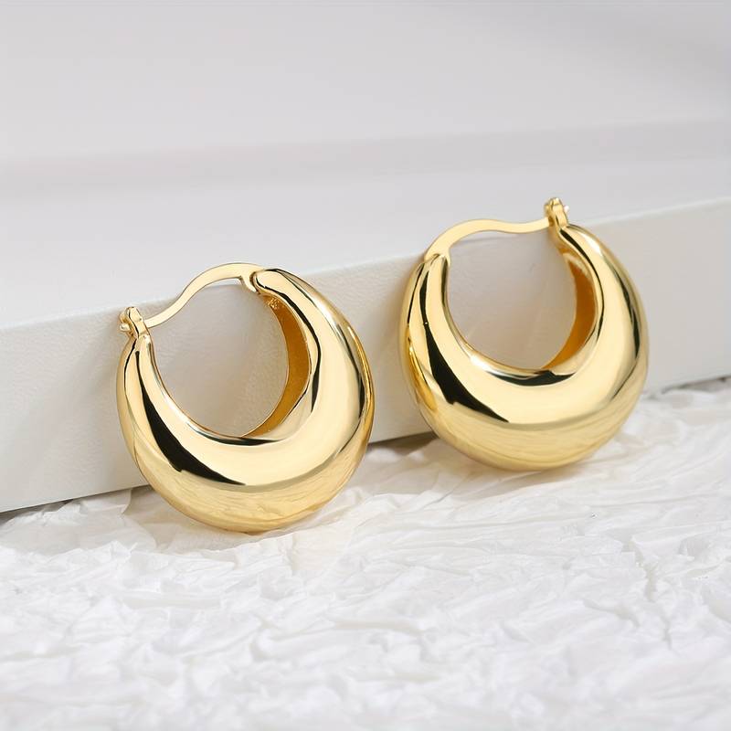 Pendientes gruesos de oro de 18 quilates - Pendientes abiertos gruesos