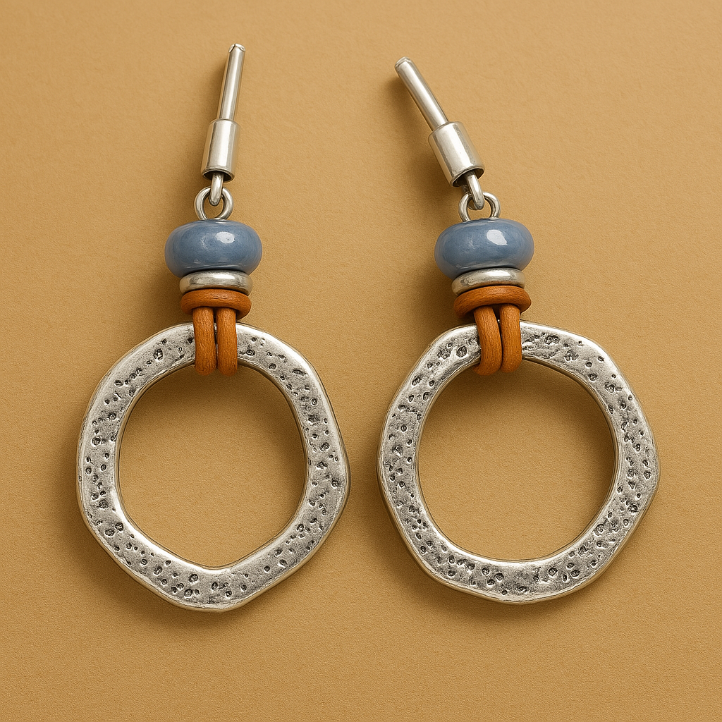 Mira – Pendientes de círculo plateados en estilo boho-vintage