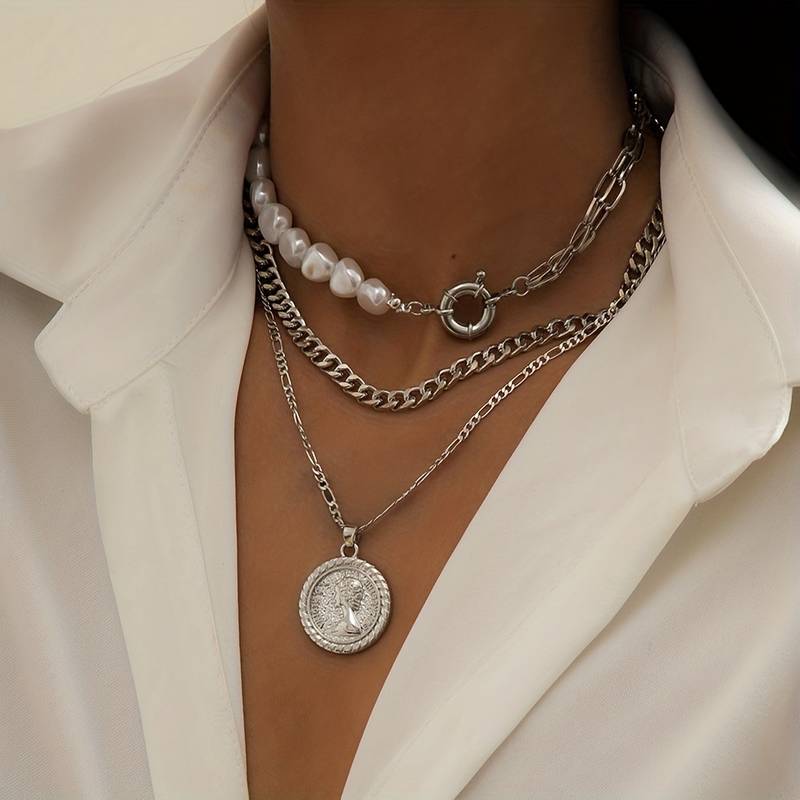Collar de perlas y colgante vintage - 3pcs colgantes y collar de perlas