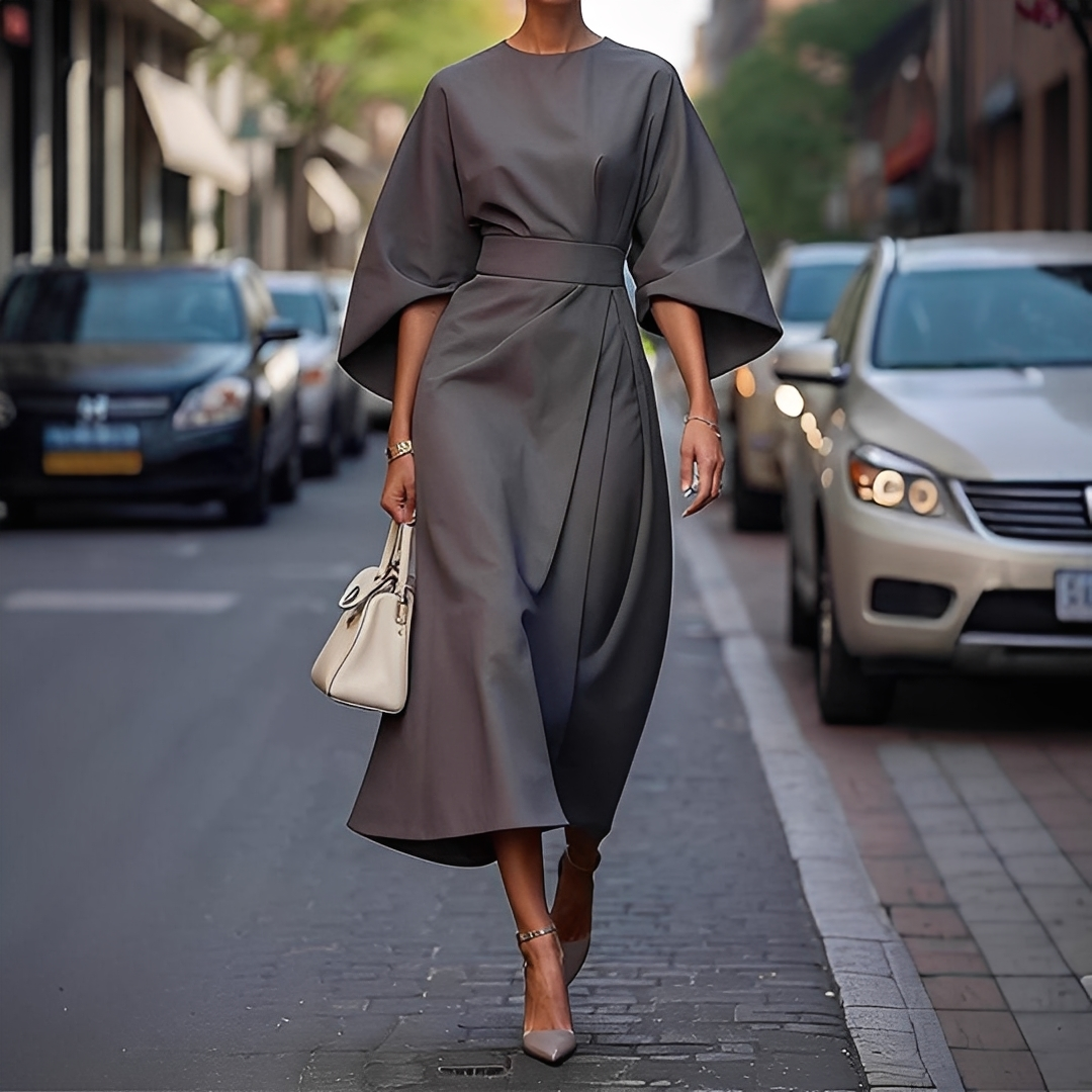 Lauriane - Vestido elegante con mangas de linterna para mujeres