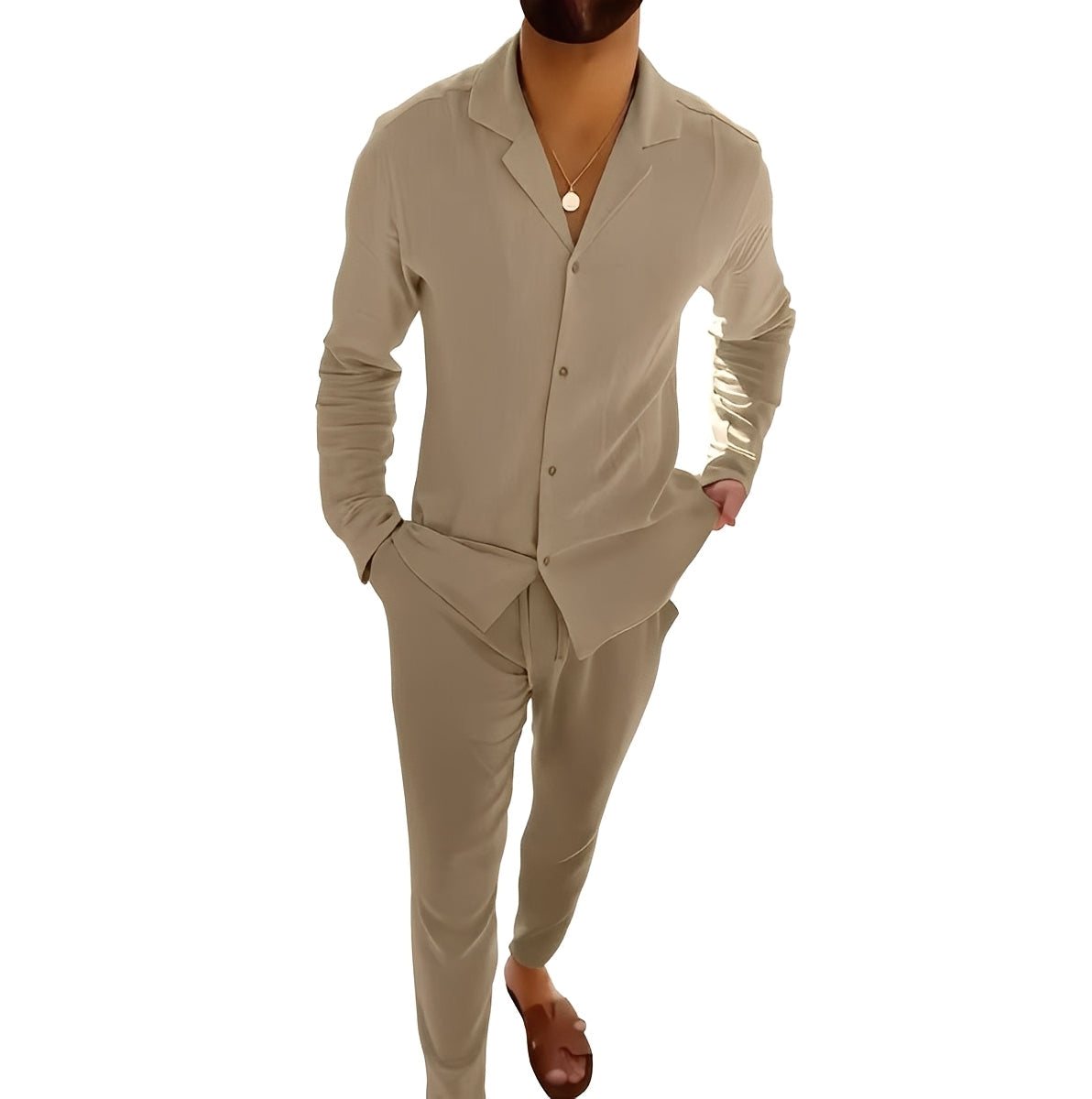 Hadrien - Conjunto de camisa de manga larga y pantalón para hombres