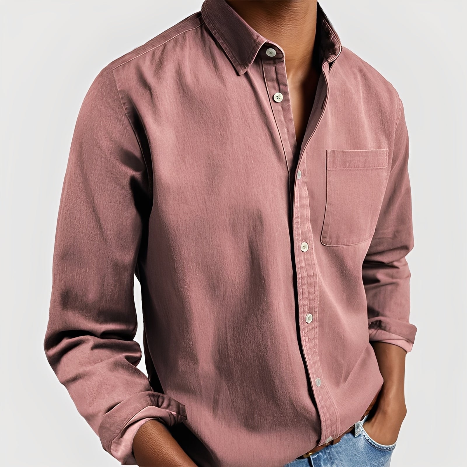 Gauvain - Camisa casual de manga larga para hombre