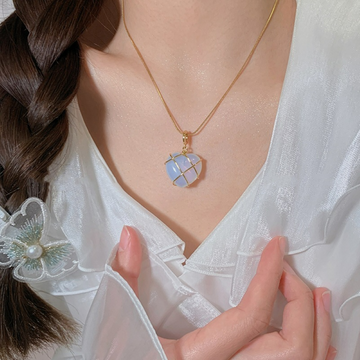 Collar de corazón de piedra preciosa - collar de corazón de princesa