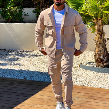 Arjay - Conjunto cargo de dos piezas a la moda para hombre