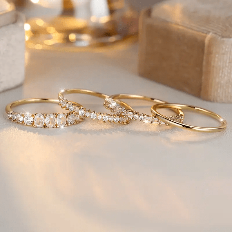 Elyna – Anillos dorados elegantes con piedras de circonio