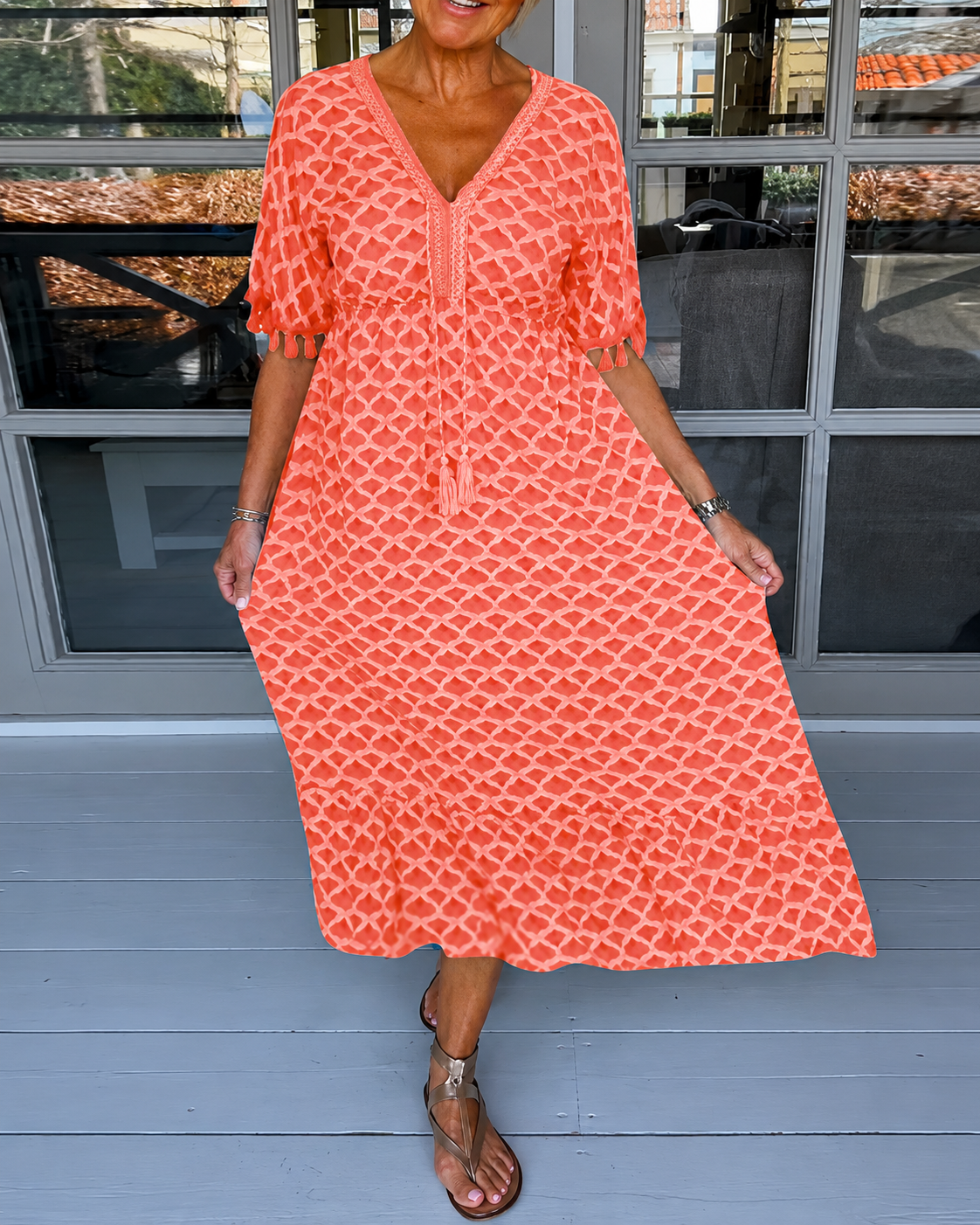Nimrah - Vestido Midi Elegante con Cuello en V
