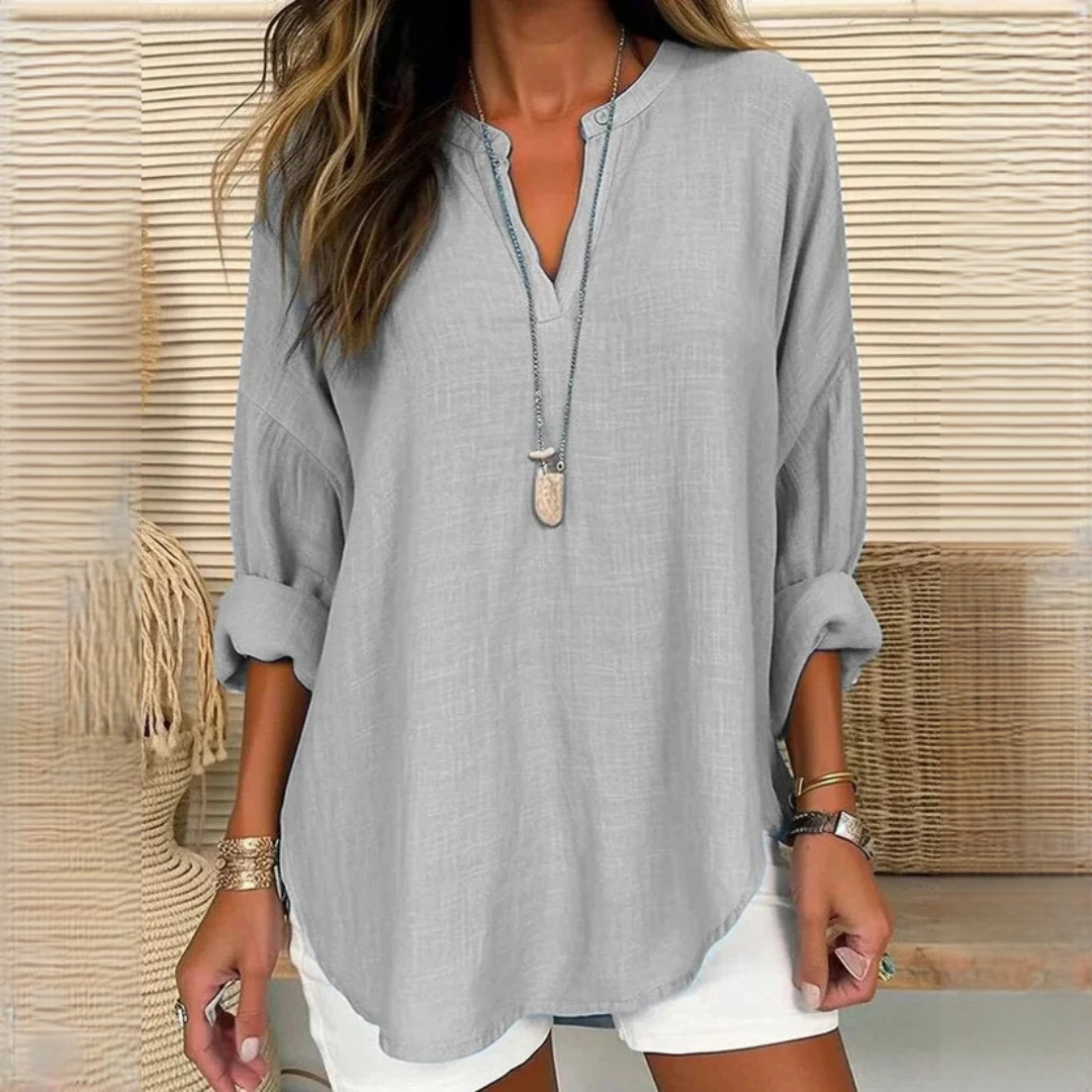 Eliza - Blusa cómoda con cuello en V