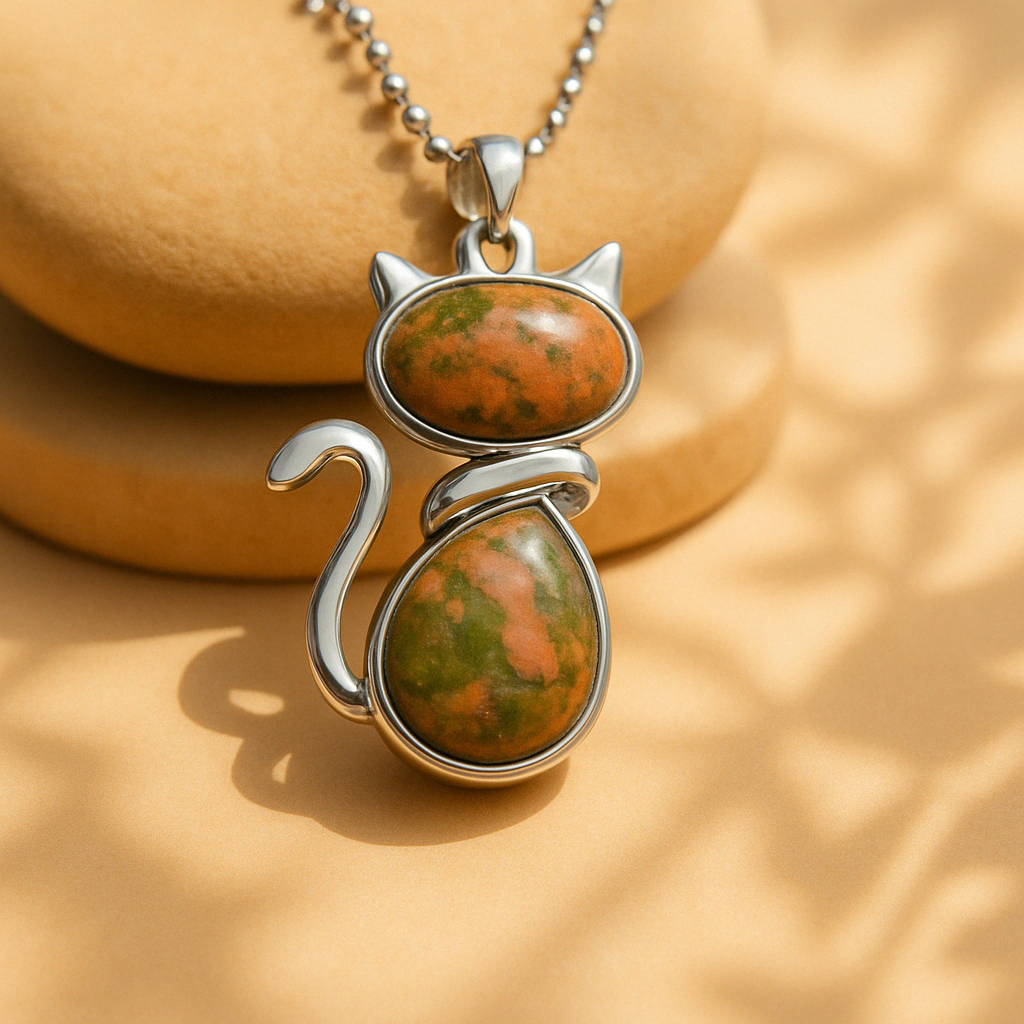 Mila – Collar de gato con piedra natural