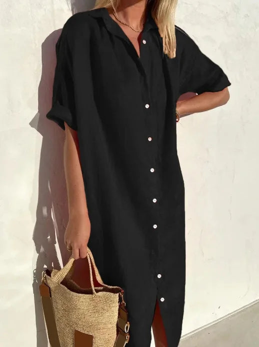 Maloi - Vestido Camisa de Lino sin Esfuerzo