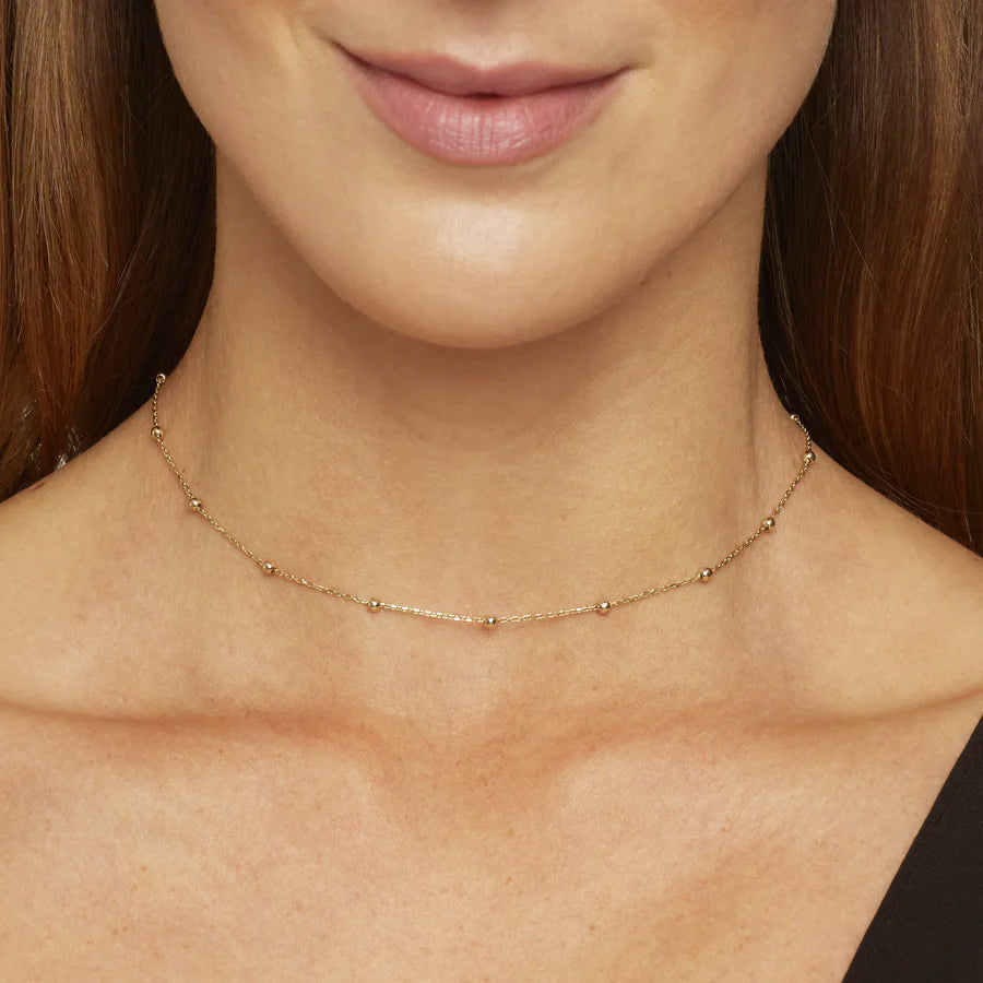 Collar de perlas con incrustaciones - Collar con perlas redondas