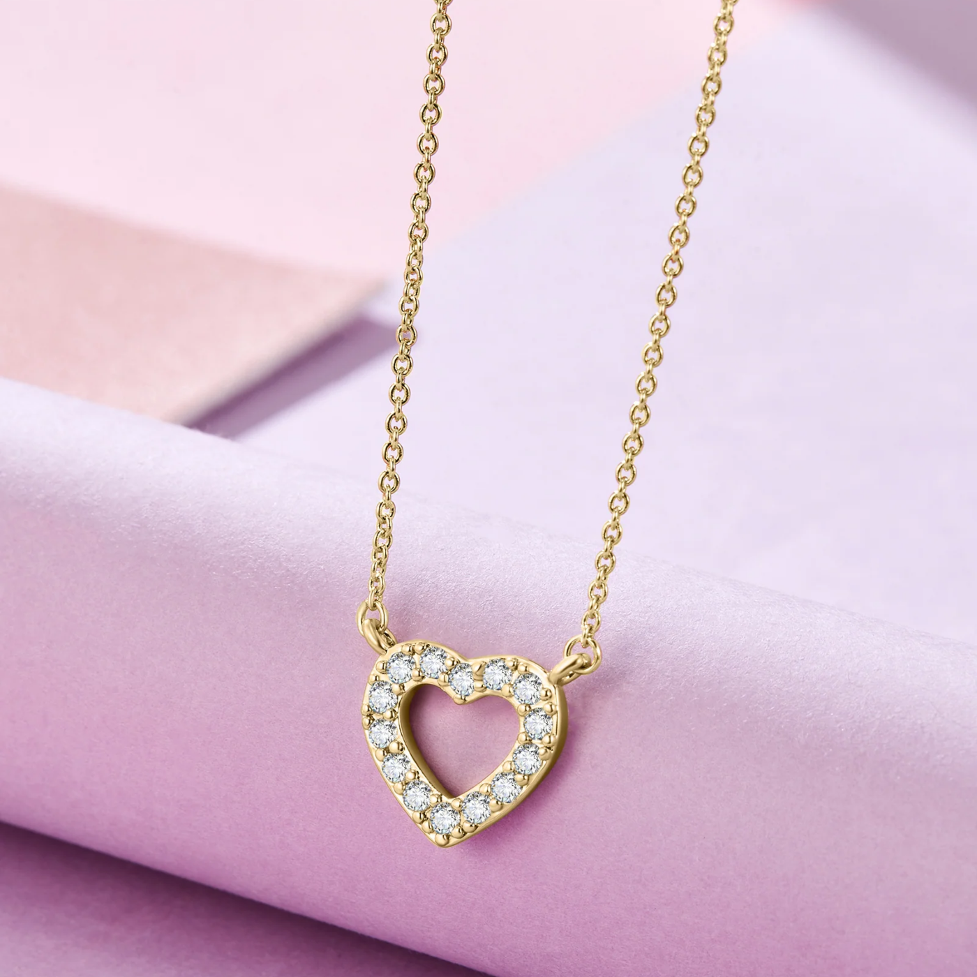 Pequeño collar de amor - Collar de corazón de oro y diamante