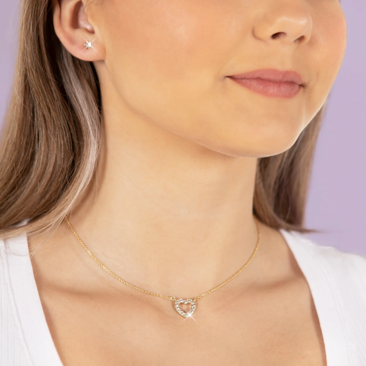 Pequeño collar de amor - Collar de corazón de oro y diamante