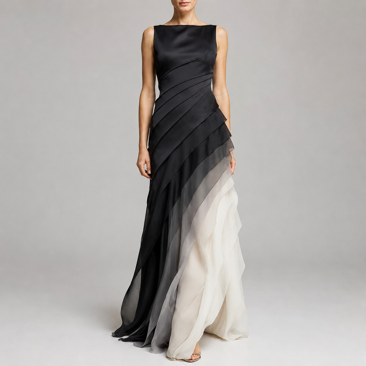 Celeste - Vestido de noche elegante y multicapas