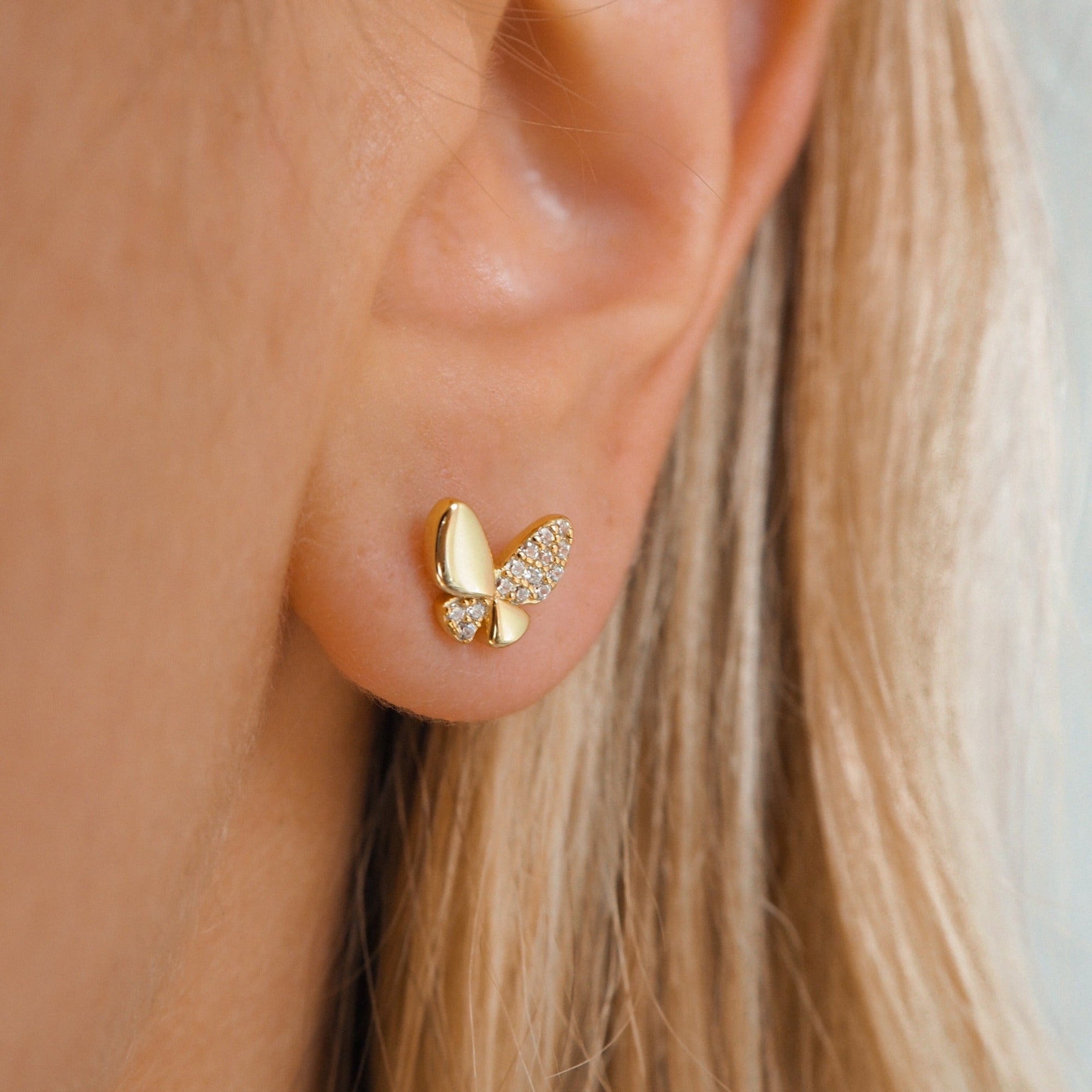 Pendientes de mariposa con cristales Pave