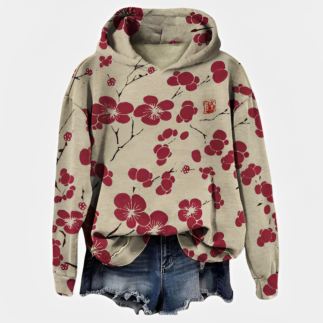 Emelyn - Un suéter con capucha y estampado floral para damas