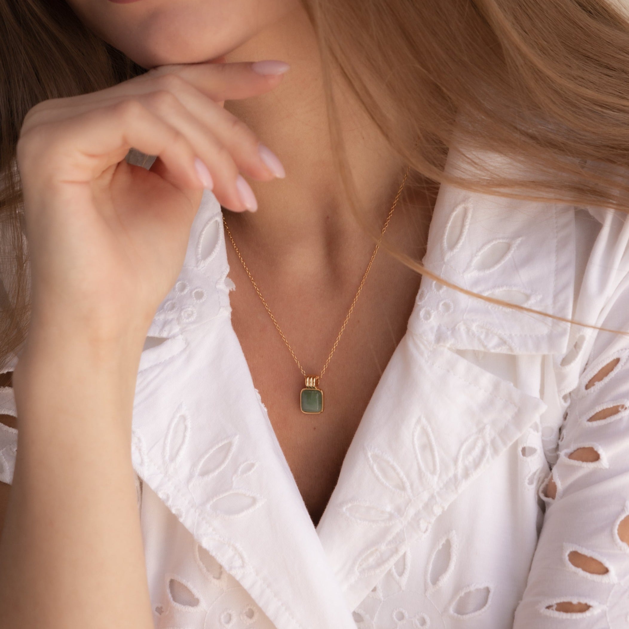 Collar de jade con colgante - Collar de jade brillante