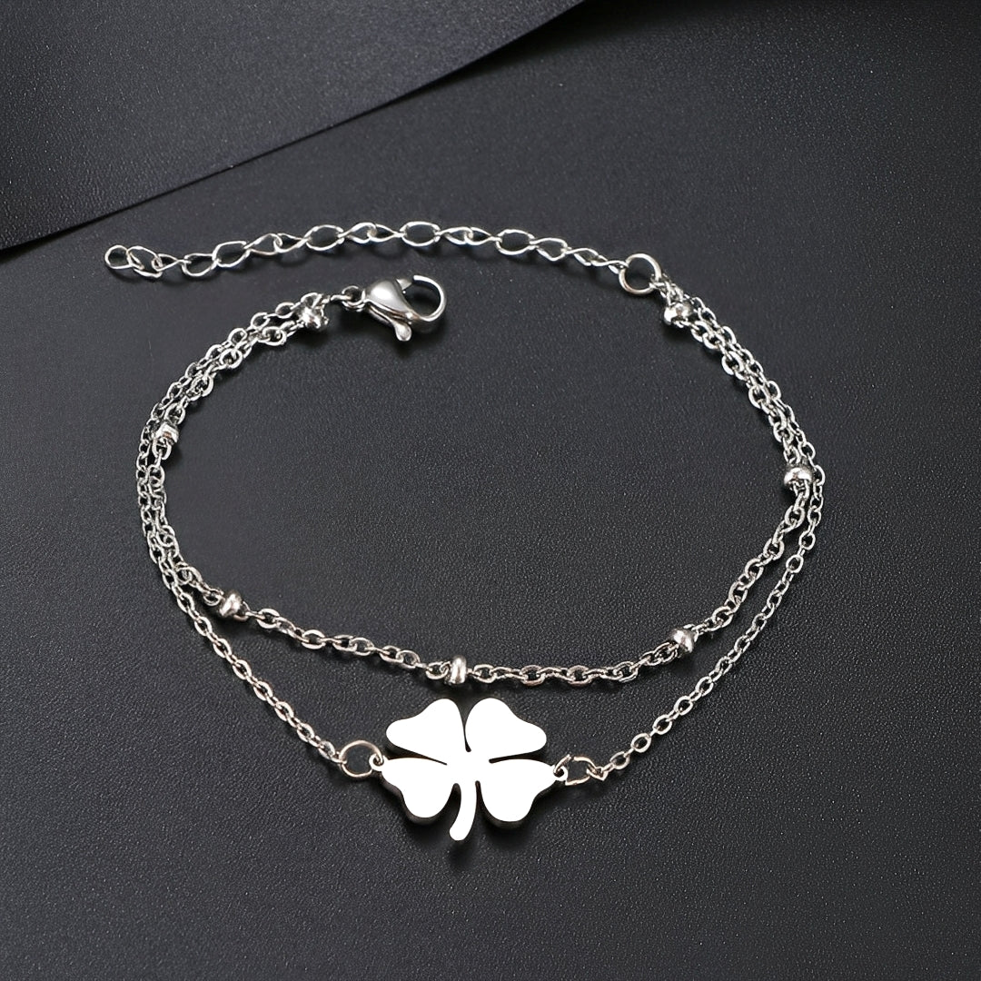 Sanya – Pulsera trébol oro y plata