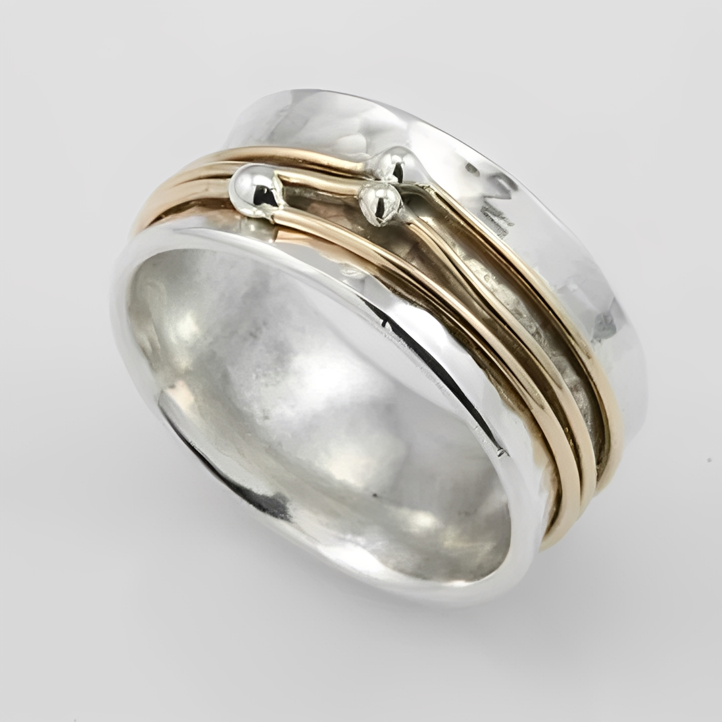 Alix – Anillo de plata y oro estilo retro