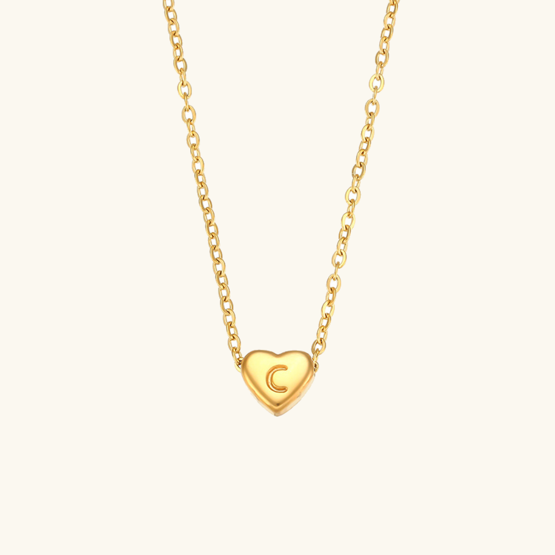 Corazón - Collar de iniciales de oro