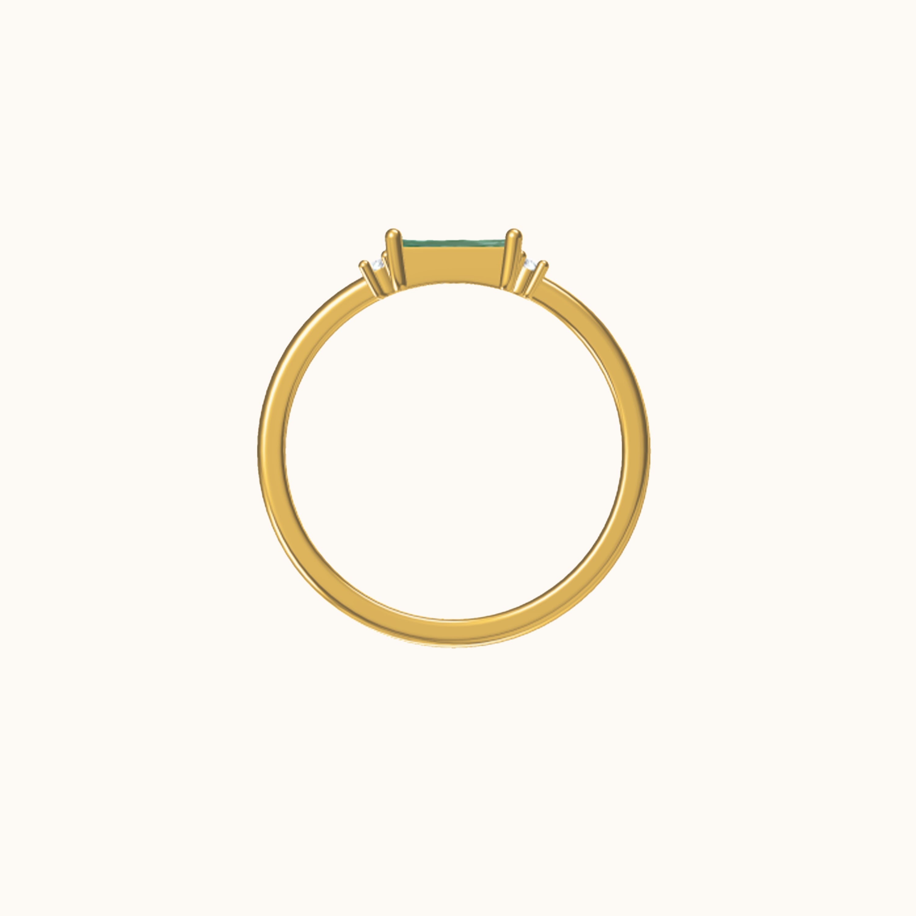 Fen - Anillo de baguette suave con zirconia verde