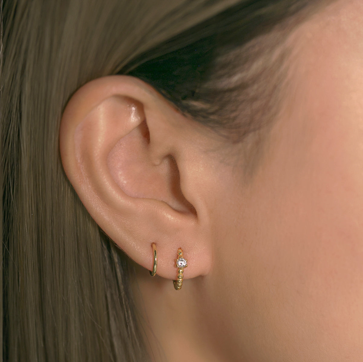 Pave Perle Pendientes Huggie