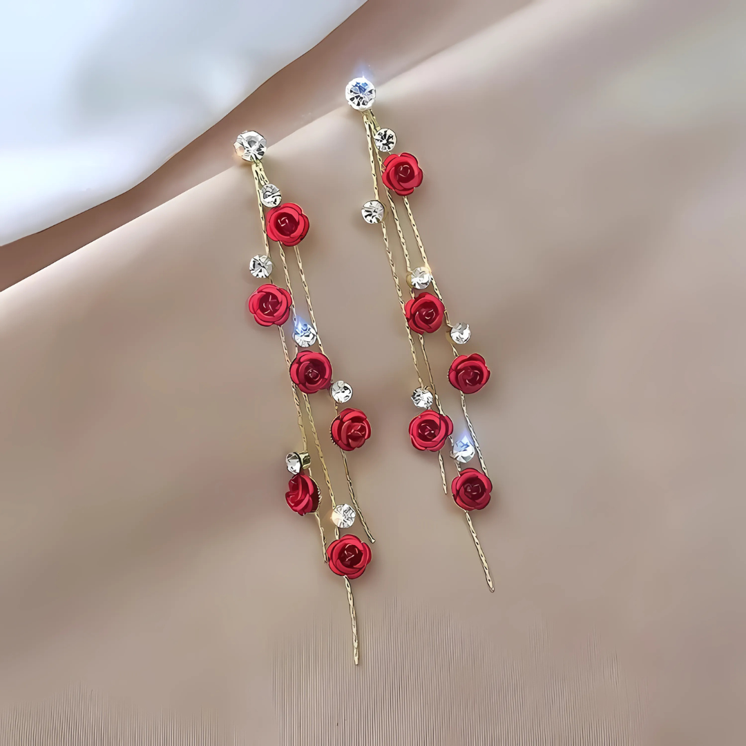 Floréa – Pendientes dorados con flores colgantes