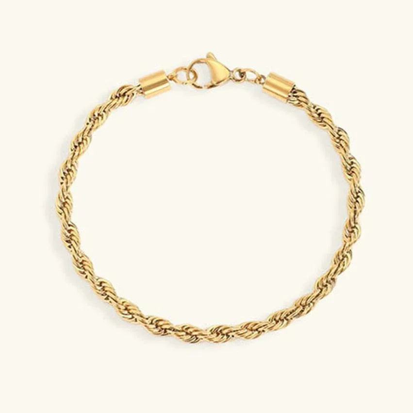 Gigi – Pulsera de eslabones de cuerda dorada elegante