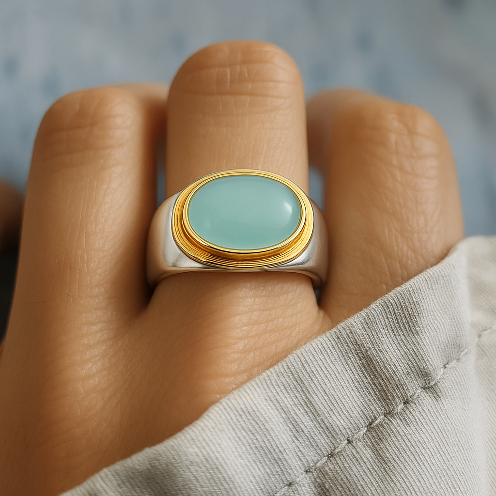 Gabi – Anillo vintage con piedra de luna verde