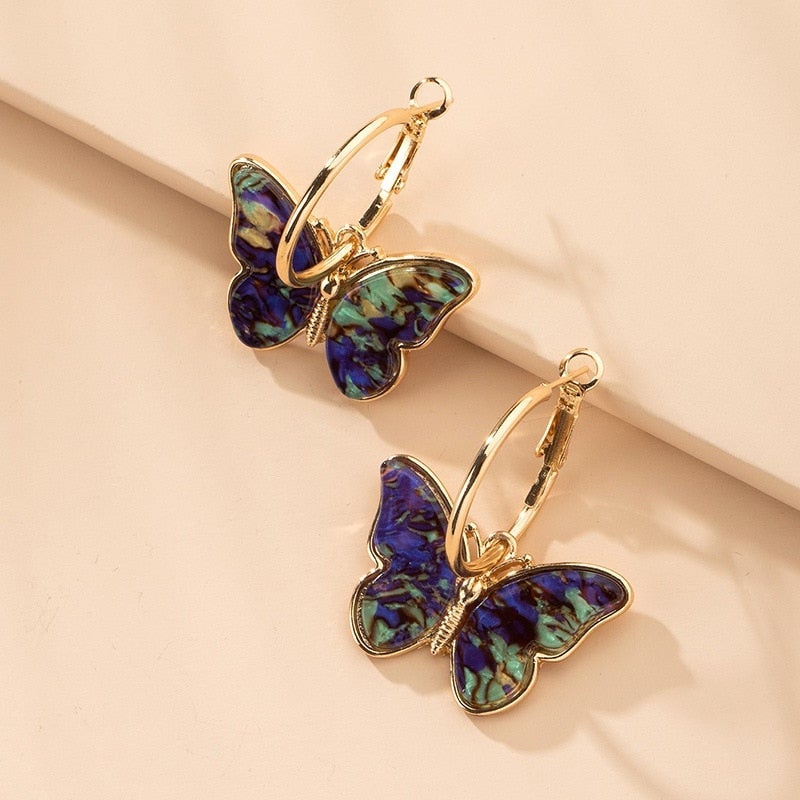 Alina – Pendientes de mariposa con esmalte y cristales