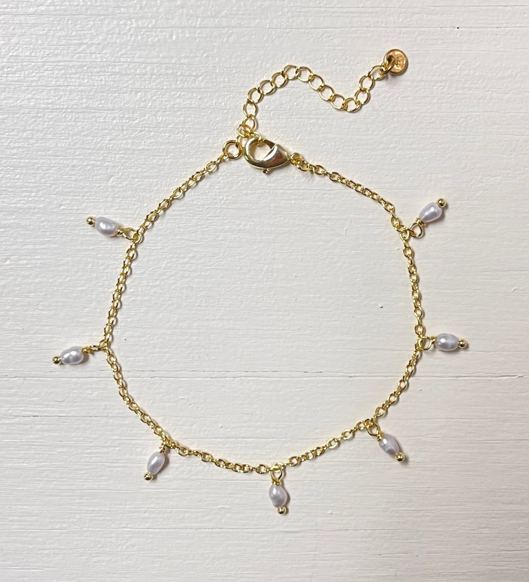 Cadena de oro de agua dulce para el tobillo