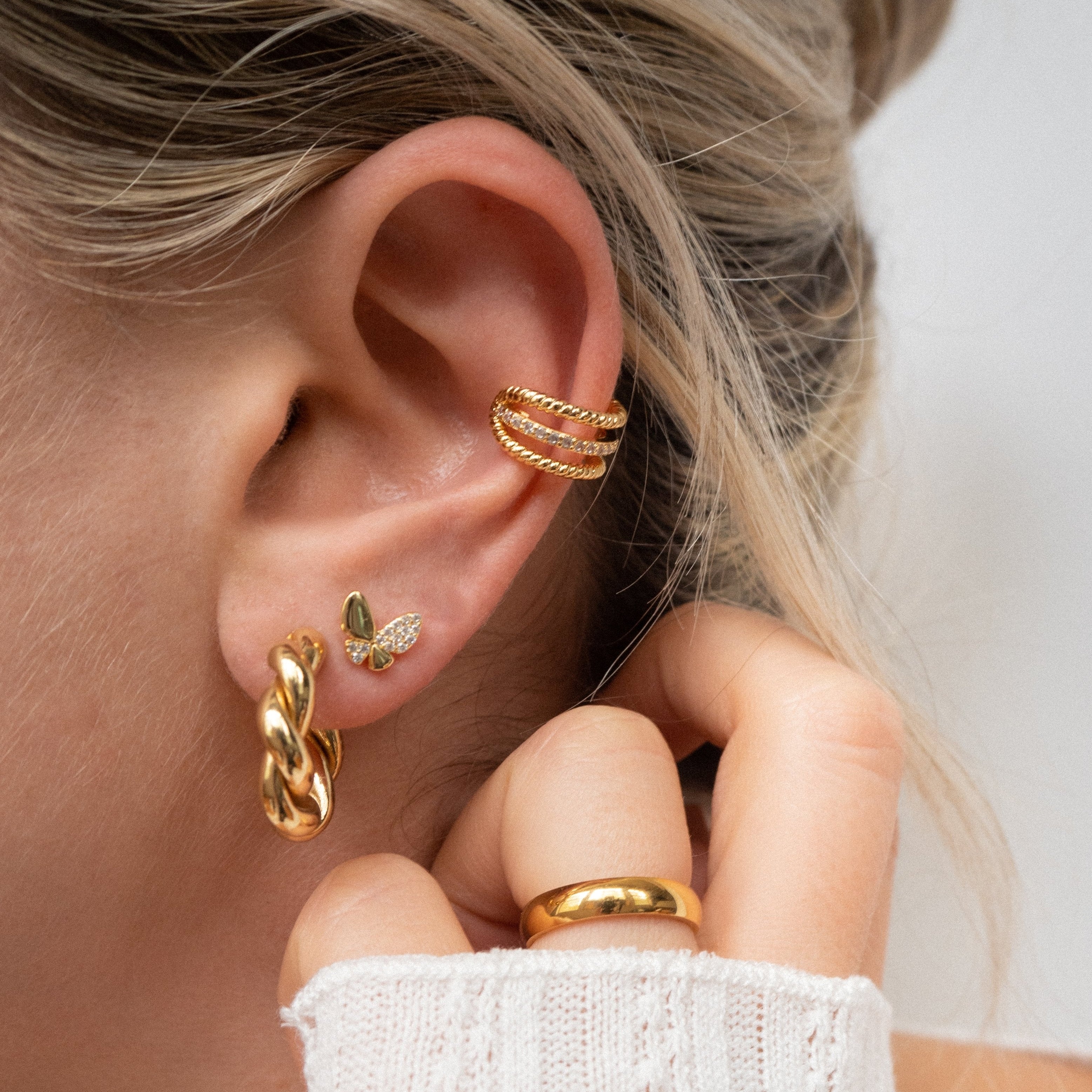 Pendientes de mariposa con cristales Pave