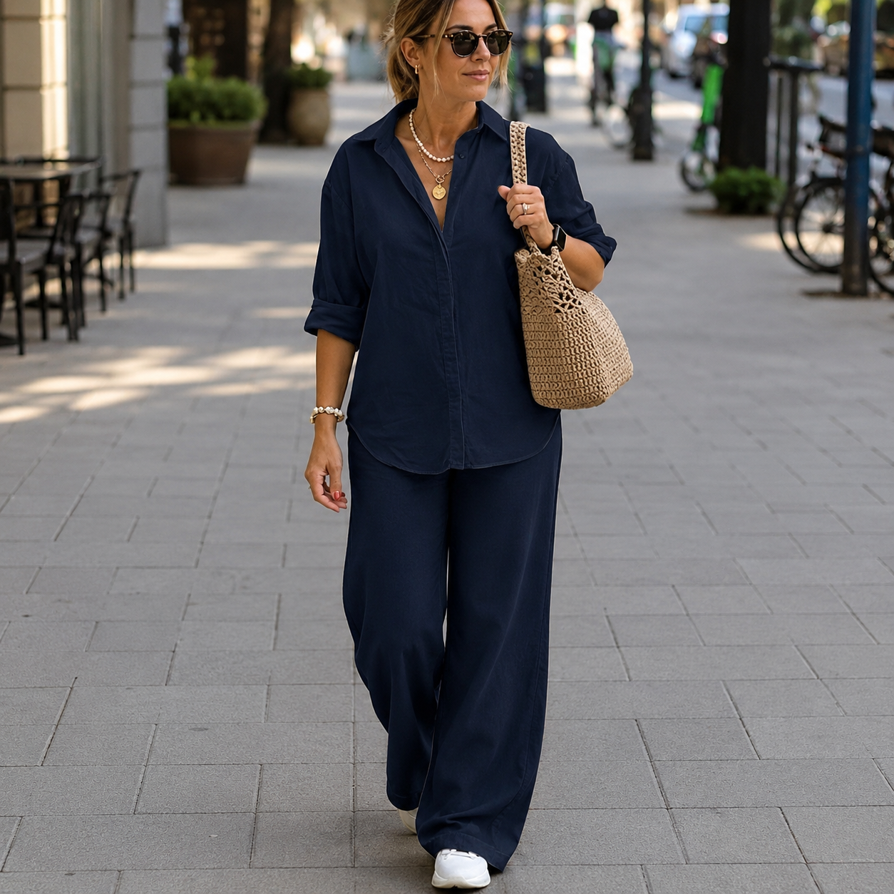 Beth - Conjunto de Verano para Mujer con Bolsillos y Manga Corta