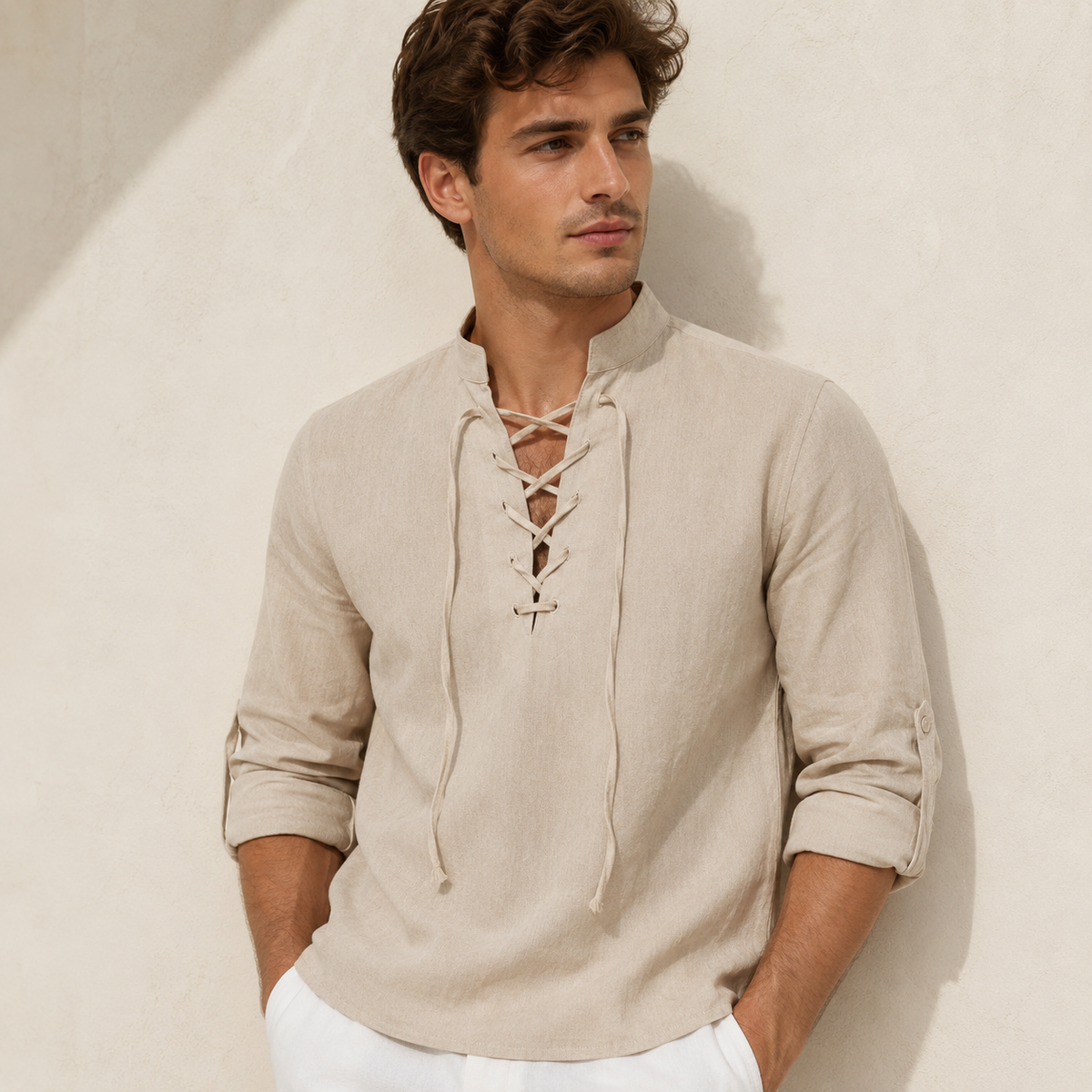 Oliver - Camisa de Manga Larga con Detalles de Cuerda
