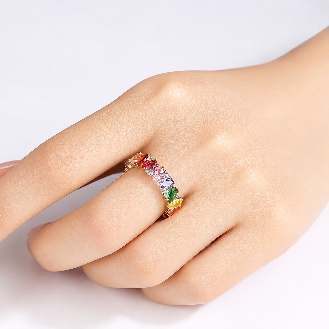 Colette – Anillo de Declaración Sparkle Arcoíris