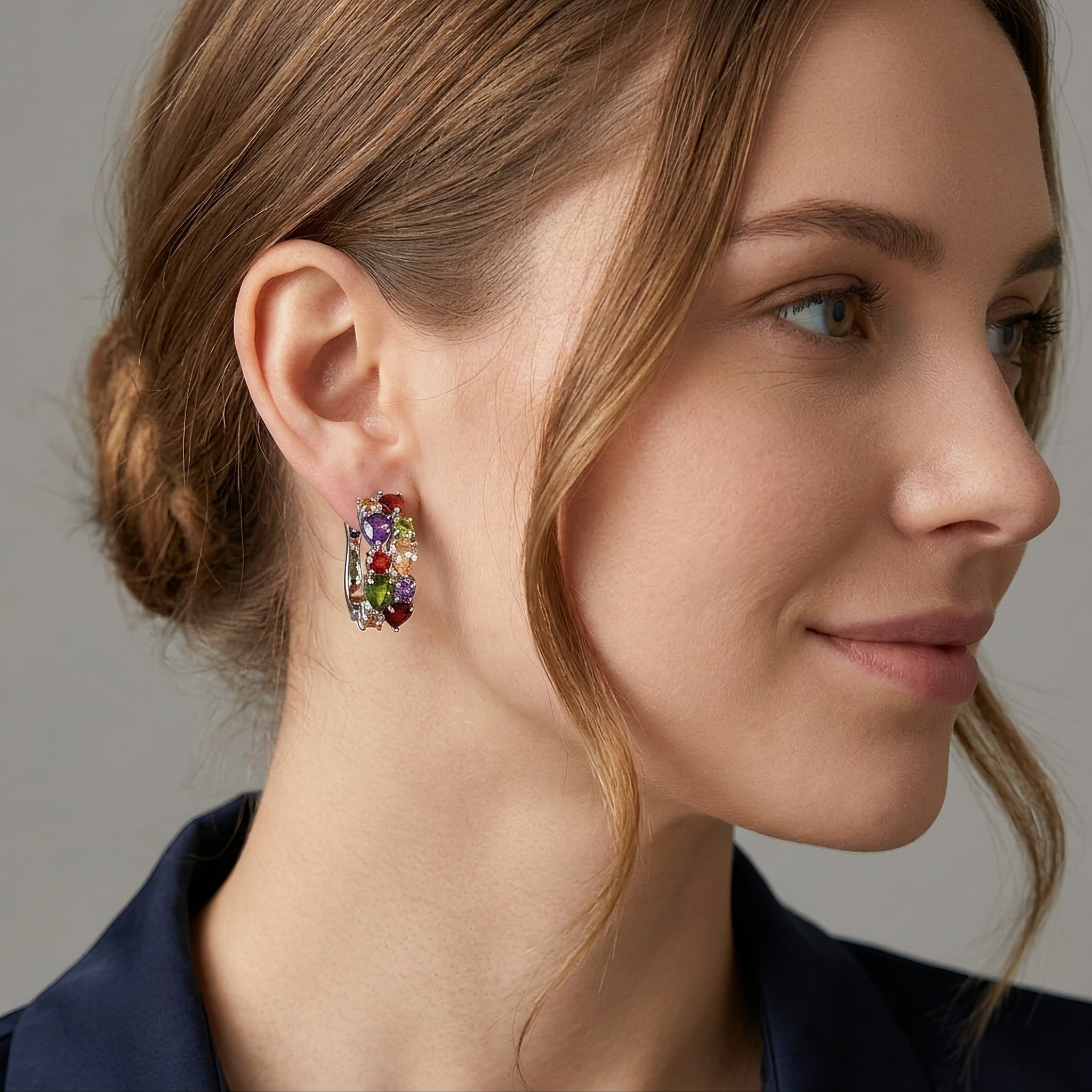 Telma – Pendientes multicolores chic en oro rosa