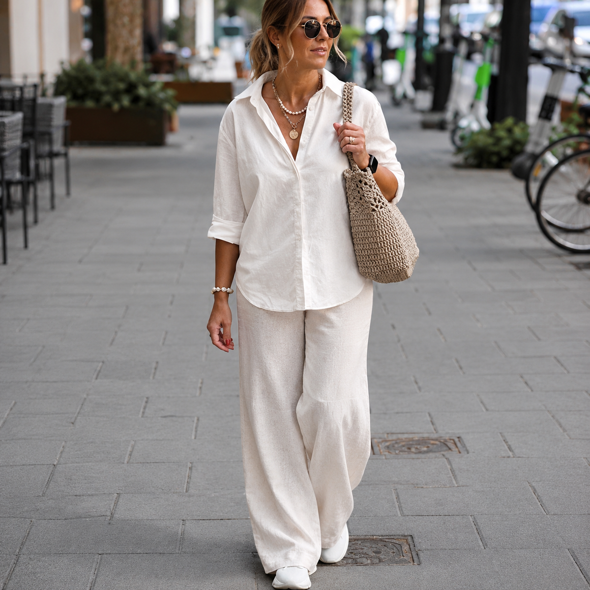 Beth - Conjunto de Verano para Mujer con Bolsillos y Manga Corta