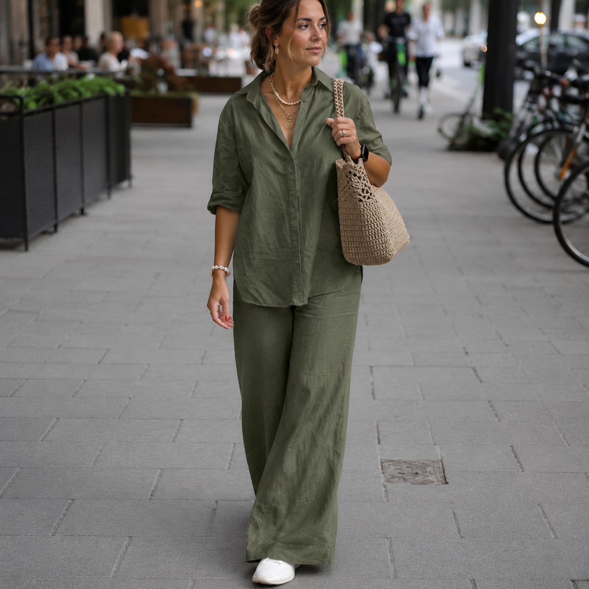 Beth - Conjunto de Verano para Mujer con Bolsillos y Manga Corta