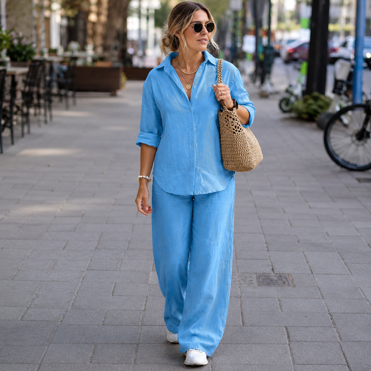 Beth - Conjunto de Verano para Mujer con Bolsillos y Manga Corta