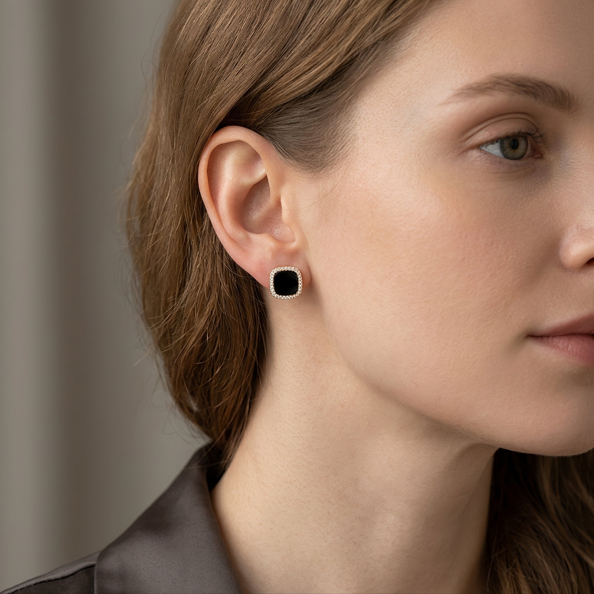 Catherine – Pendientes de Ónix y Diamantes Eternos