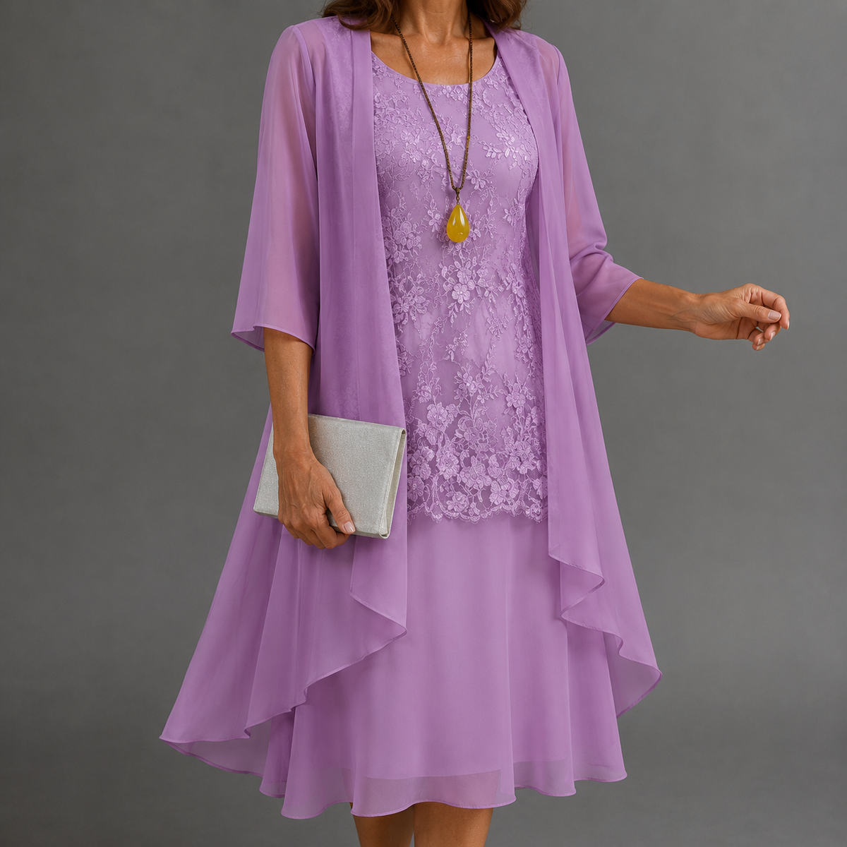 Chona - Elegante Vestido de Gasa de dos Piezas
