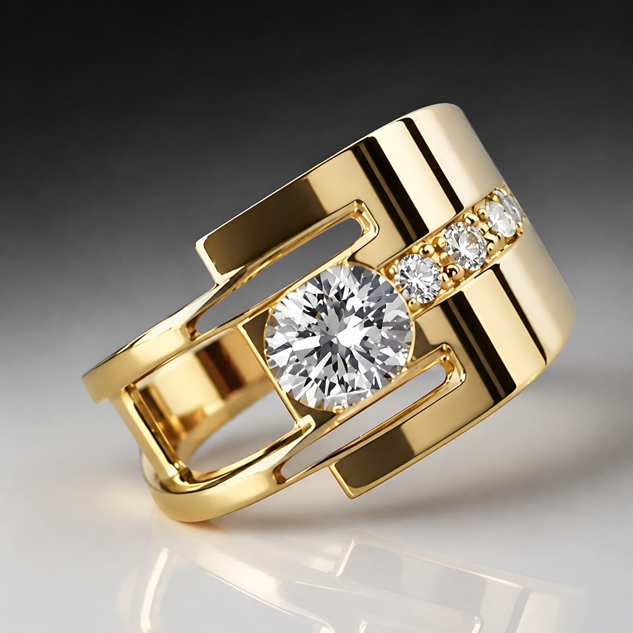 Sharon – Anillo vintage de oro con circonitas irregulares