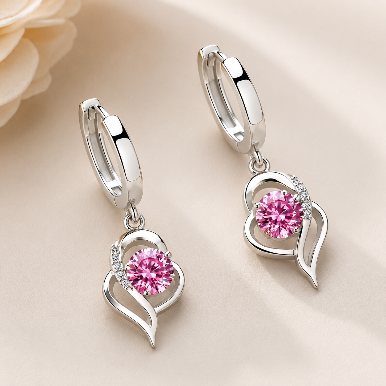 Noelle – Pendientes de flores de plata de ley 925 y circonitas